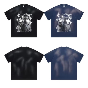 220GSM Heavyweight 100% Cotton <b>Satin</b> Solid Short Sleeve O-Neck T-<b>Shirt</b> Plus Size <b>for</b> <b>Men</b> DTG/DTF Screen Printing - Product Image 1