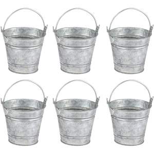 Hot Selling Iron Galvanized Pail Bucket with <b>Wood</b> Handle for Your Home And Gardens Decor <b>Flower</b> Planter Pail Bucket - Product Image 4
