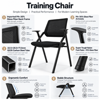 Chaise de formation ergonomique à dossier en maille avec accoudoirs PA+GF et structure en acier au carbone pour salle de classe, salle de conférence, salle de réunion