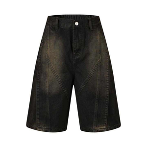 2025 Customized American Street Style Washed Distressed Splicing Loose <b>Baggy</b> <b>Shorts</b> Denim <b>Shorts</b> for <b>Men</b> - Product Image 2