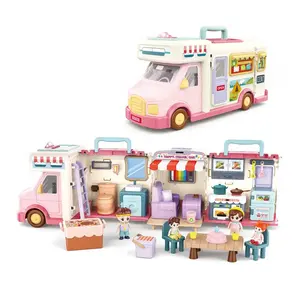 EPT role pretend play fast food touring Transforming truck restaurant toy doll house camping van toy car with music and light