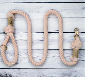 Valentine's Day Special: <b>Light</b> Pink Cotton <b>Rope</b> Leash, Stylishly Hand-Dyed for Fashion-Forward - Product Image 3