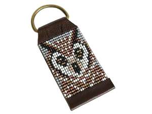 Llavero y accesorios para bolsos con diseño redondo, bordados con cuentas de colores negros, de la India. - Product Image 3