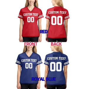 Maillot de football personnalisé uniforme d'équipe créez votre propre maillot nom numéro de football t-shirt col en v maillot de football américain - Product Image 2