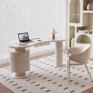 Luxury Executive Office Desk Modern Wood Base Ceramic Glass Surface Manager <b>Table</b> With Drawer Storage Home Office Furniture - Product Image 2