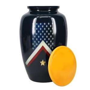 Urne funéraire de luxe en métal argenté avec drapeau américain et aigle, pour cendres humaines adultes, commémoration pour les vétérans, urne funéraire en gros. - Product Image 4