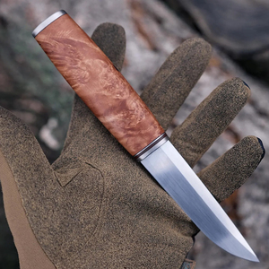 Cuchillo Puukko Hecho a Mano, Hoja Fija de Acero de Damasco, Cuchillo Vikingo Medieval con Funda de Cuero - Product Image 5