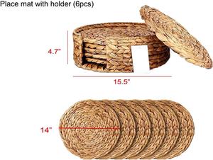 แผ่นรองหวายทรงกลมทำจากธรรมชาติดีไซน์ให้เป็นผักตบชวา - Product Image 2