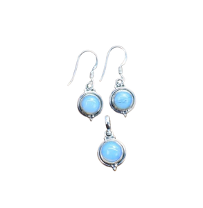 Boucles d'oreilles classiques pendentif ensemble bijoux femmes Boho Style bijoux 925 argent Sterling laiteux opalite pierres précieuses cadeau fait main femme - Product Image 1