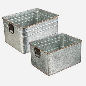 Primitive Style <b>Galvanized</b> Tin Metal <b>Bucket</b> Planter - Product Image 6