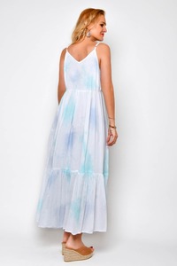 Nueva moda Rayon Tie Dye vestido largo para mujer verano playa fiesta desgaste colección Resort Wear hermoso verano largo Maxi vestido - Product Image 5