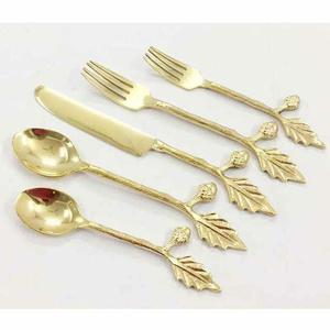 Juego de cubiertos de cocina de acero inoxidable, diseño real con chapado en oro y mango único, nuevo desarrollo - Product Image 1