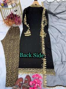 Lancement d'un nouveau design Party Wear Look New Top-Plazzo and Dupatta With Heavy Embroidery Sequence Work - Product Image 4