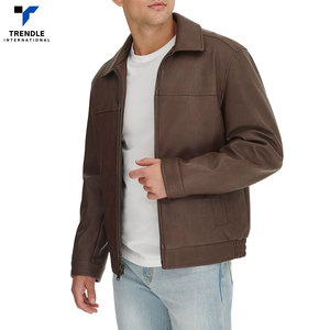 Best Selling High Street Long <b>Thin</b> Leather <b>Jacket</b> Low MOQ Winter New Arrival <b>Waterproof</b> Breathable Stand Collar Front Logo - Product Image 2