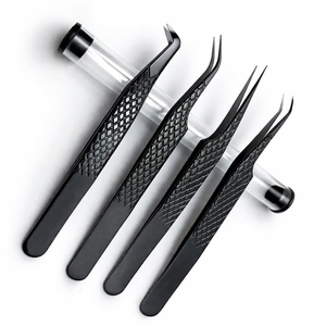 Kit de pinces à cils premium 4 en 1, noir, droites, courbées, pour extensions de cils, ensemble d'outils - Product Image 6