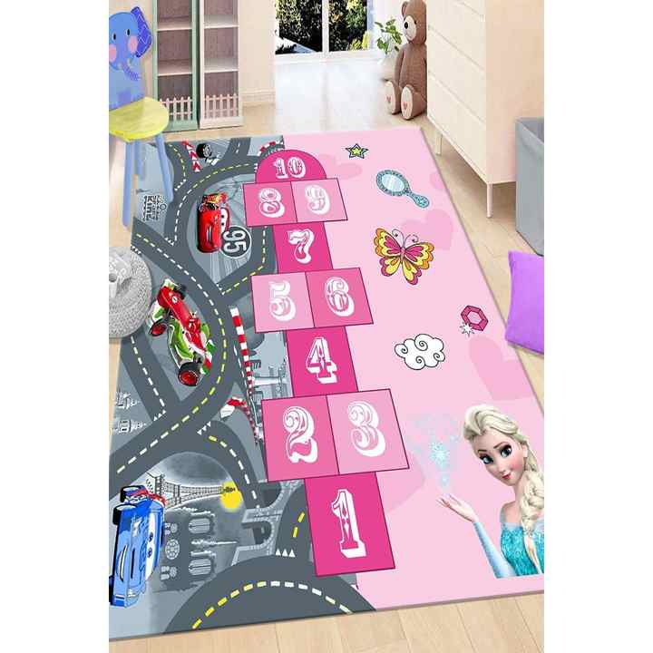 Digital Printed Anti-Slip Base Washable Hopscotch Patterned Girls' Boys' Carpet
