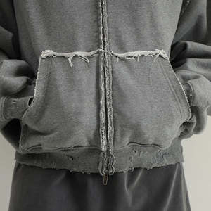 Personalizado ácido lavado Spray etiqueta Graffiti impreso logotipo bordado 100% algodón tejido Regular Fit sólido otoño pulóver sudaderas con capucha - Product Image 3