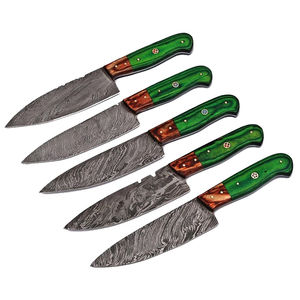 Juego de Cuchillos de Chef de Acero de Damasco de Alta Calidad, Mangos de Madera Ambidiestros, Hojas de 67 Capas, Juego de Corte de Cocina de Cinco Piezas Personalizable - Product Image 6