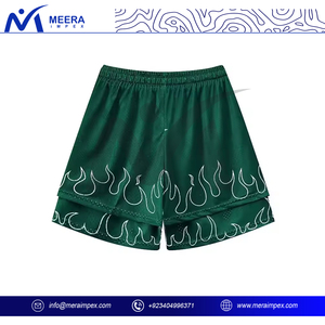 High Quality <b>Men's</b> Solid <b>Green</b> & White Mesh <b>Shorts</b>, Double Layer Sustainable Drawstring Waisted Fitness, Gym <b>Shorts</b> For <b>Men</b> - Product Image 2