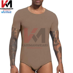 Custom Fit Mens Body de manga corta de cuello redondo leotardo mameluco pijamas OEM al por mayor a granel Onesies mayoristas - Product Image 3