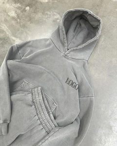 Ensemble de survêtement pour homme en tissu délavé à l'acide, très vendu, léger, avec sweat-shirt et pantalon, survêtement délavé à l'acide - Product Image 2