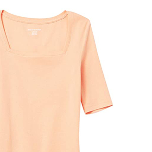 Camisetas ajustadas de algodón con cuello redondo para mujer, ropa informal de buena calidad, de corte largo, cuello cuadrado, Magnolia - Product Image 2