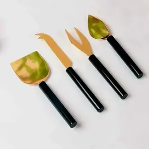 Ensemble de couteaux à fromage ménagers en acier inoxydable avec manche en bois brun Argenterie Ustensiles de cuisine Ensemble de fromage - Product Image 2