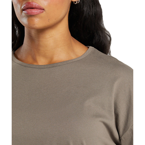 Camiseta de punto con cuello en V de algodón 100% de talla personalizada para mujer, conjunto de pantalones cortos de 2 piezas de manga larga transpirables de secado rápido, estilo informal de verano - Product Image 2