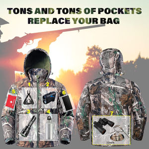 Veste de chasse pour homme, camouflage chaud avec capuche, doublure en polaire, silencieuse, résistante à l'eau, optimale pour la chasse en plein air - Product Image 6