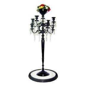 Matt Black Wedding Metal Candelabra with flower bowl Top Quality Candelabra handmade <b>Candle</b> Holder for Christmas Home Decoration - Product Image 1