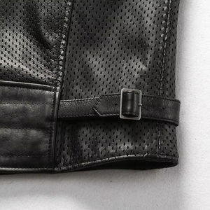 Gilet en cuir rétro pour homme, coupe ajustée, sans manches, élégant, style motard, streetwear décontracté, respirant, service OEM, pour l'hiver - Product Image 4