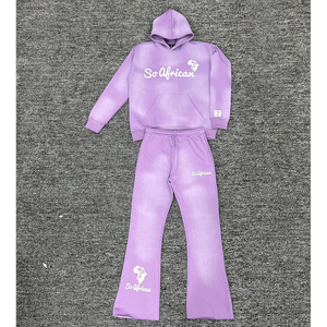 Conjunto de sudadera con capucha y pantalones de chándal vintage desgastados con cremallera y lavado ácido recortado de gran tamaño personalizado para hombre, chándal con diamantes de imitación para invierno - Product Image 4