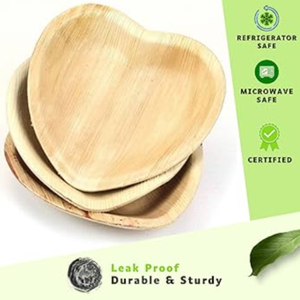 Assiettes à dessert biodégradables en forme de coeur plateau/plats jetables en feuille de palmier pour les événements d'anniversaire de fête service au supermarché - Product Image 2