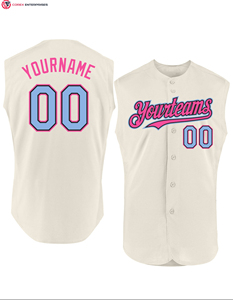 Camisetas de béisbol con logotipo de impresión por sublimación de alta calidad, camisetas de béisbol con cuello en V en blanco, camisetas sin mangas de béisbol con botones completos - Product Image 6