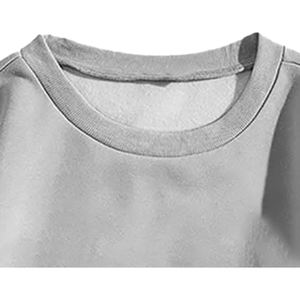 Eco-Friendly Winter Women's Solid Embroidered Breathable Fleece Crew Neck <b>Sweatshirt</b> Front Pure <b>Grey</b> Windproof Polyester/Cotton - Product Image 2