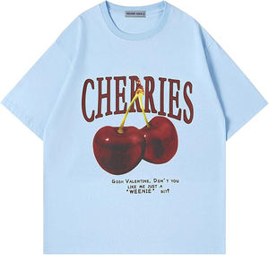 Camisetas Gráficas Extra Grandes Unisex con Estampado de Cerezas, Camisetas Casuales de Verano de Manga Corta, Camiseta Linda de Algodón - Product Image 5