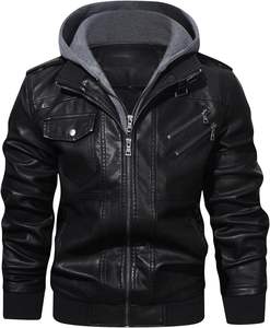 Veste en similicuir pour homme avec capuche Veste motard élégante et durable personnalisable OEM/ODM disponible - Product Image 1