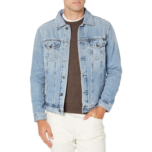 Veste en jean délavé à motif personnalisable pour hommes, vêtements d'extérieur stylés de coupe classique pour tous les jours, vestes décontractées de style Streetwear pour hommes - Product Image 3