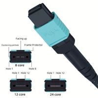 Peralatan Serat Optik Kabel Patch Cord MPO 12 Core OM3 OM4 Kabel Serat Optik MTP Sumber Daya Strategis Pusat Data untuk Proyek