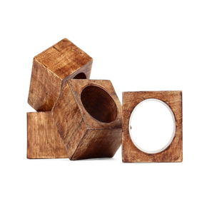 Porte-serviette en bois de forme ronde fait main unique véritable anneau de serviette en bois d'acacia naturel rouleau de papier de dîner de nuit décoratif - Product Image 3