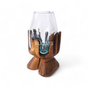 Vente en gros Mini bol en verre pour aquarium à une main Forme naturelle Verre en fusion Article décoratif pour la maison - Product Image 5