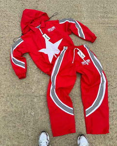 Conjunto Deportivo Personalizado Unisex de Invierno, Chaqueta Cortavientos con Capucha de Poliéster, Pantalones Cortos, Traje de Nylon con Cremallera Completa, Precio al por Mayor - Product Image 1