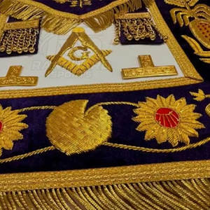 Tablier maçonnique en gros, conception personnalisée disponible, tablier maçonnique avec broderie dorée, utilisation en loge, tablier maçonnique artisanal personnalisé - Product Image 5