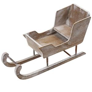 Traîneau décoratif en bois de décoration de Noël blanchi à la chaux avec des couleurs et des tailles personnalisées avec des tailles 42x10x15 cm - Product Image 1