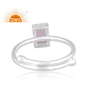 Best Selling Fine Sterling Silver Natural Rose <b>Quartz</b> Gemstone Stackable <b>Ring</b> Custom Jewelry Manufacturer - Product Image 4