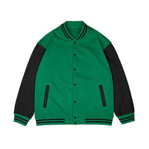 Chaqueta Universitaria Verde y Negra para Hombre, Chaqueta Bomber Estilo Universitario, Ropa de Calle Moderna, Chaqueta de Moda Cálida para Invierno - Product Image 1