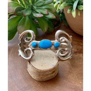 Cheryl Yazzie Kingman Turquoise & Sterling <b>Silver</b> Fashion <b>Cuff</b> <b>Bracelet</b> - Product Image 1