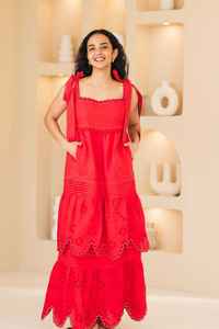 Blusa Vyshyvanka étnica Bohemia roja de lino de alta calidad, el mejor Midi, bordado Floral sólido, tejido de diseño ucraniano ecológico - Product Image 2