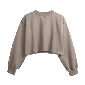 Fleece moda mujer chica mujer Casual manga larga pulóver sudaderas con capucha Crop Tops Sudadera con capucha Crop Top sudaderas con capucha sudaderas - Product Image 5