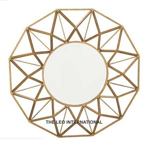 Espejo de pared moderno con acabado dorado de forma redonda de Metal de acero de India, decoración de pared hecha a mano de lujo para el hogar - Product Image 1